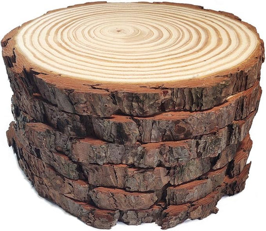 Large Round Rustic Wood Slices for centerpieces 8-9 inch 6 Pack (6 pcs 8-9inch)