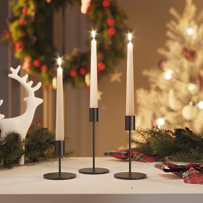 zeochyni Set of 12 Black Taper Candle Holders Bulk Candlestick Holders, Decor Candle Stick Candle Holder for Table or Mantel Centerpiece, Wedding, Dinning, Party Home Decor