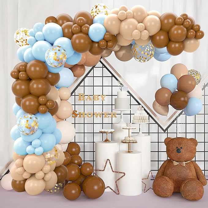 DataMoon We Can Bearly Wait Baby Shower Decorations - Baby Boxes with Letters,Boho Balloons,We Can Bearly Wait Backdrop for Teddy Bear Baby Shower,Birthday Supplies,Gender Reveal Party Supplies