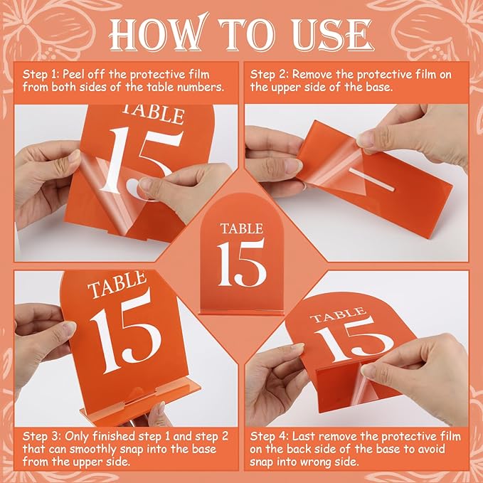 Wedding Acrylic Table Number 1-20 with 20Pcs Stands Terracotta, 5"x7" Elegant Place Card Centerpiece Decorations for Indoor Outdoor Wedding Bridal Shower Anniversary Party Reception