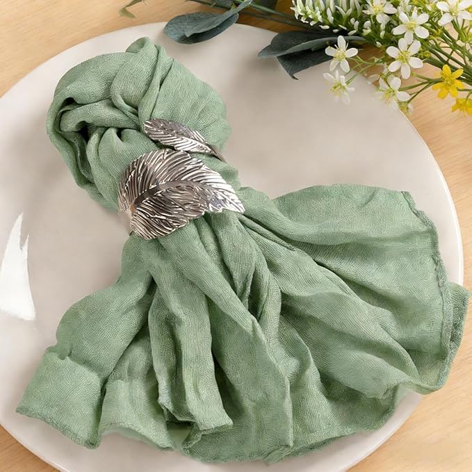 MLMC 40 Pack Sage Green Cheesecloth Napkins Boho Rustic Gauze Cloth Napkins Washable 21"x21" for Wedding Bridal Shower Birthday Anniversary Dinner Decor