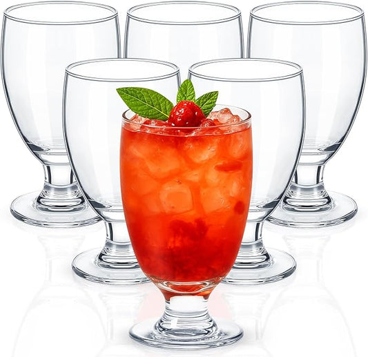 Patelai Set of 6 Water Goblet, 10.5 oz Clear Drinking Glasses Bulk Dishwasher Safe, Stemmed Water Glass for Juice Wine Beer Tea Sangria Cold Beverages, Reusable Glassware for Home Party Restaurant