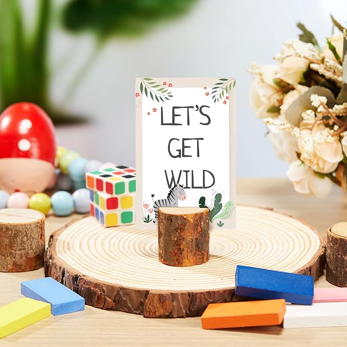 Amyhill Wedding Table Centerpieces 6 Wood Slices 12 Wood Place Card Holders 30 Kraft Place Cards Natural Wooden Table Number Holders Rustic Food Labels Sign Name Card Photo Picture Holder for Party