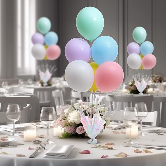 2 Set Pastel Birthday Decorations Rainbow Party Table Balloons Centerpiece Stand Kit for Girls Baby Shower Wedding Prom Graduation Unicorn Theme Table Decorations
