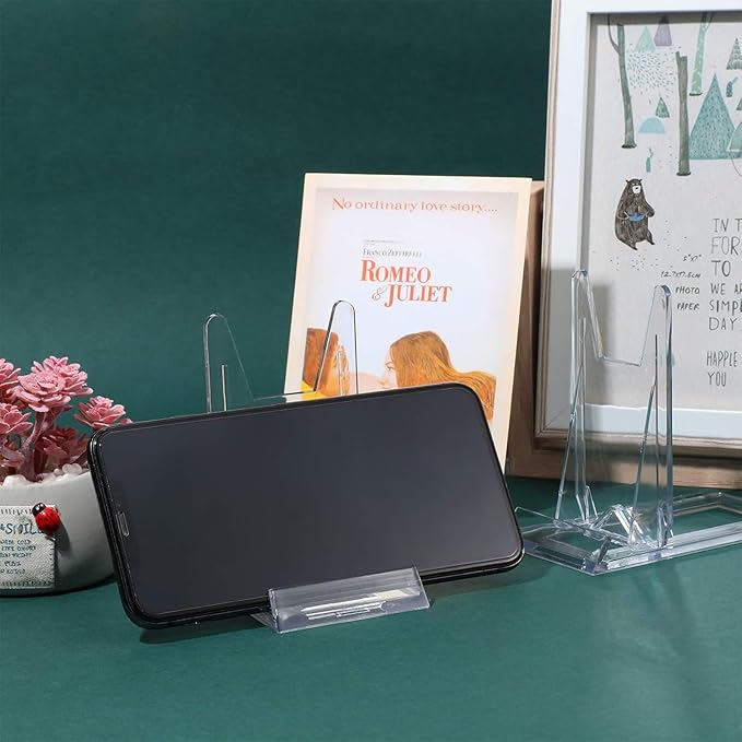 Zonon 108 Pcs Acrylic Adjustable Plate Stands For Display Plastic Stand Holders Picture Plate Holders Clear Mini Easels Stands to Display Pictures for Home Office Supplies Festival Party Decoration