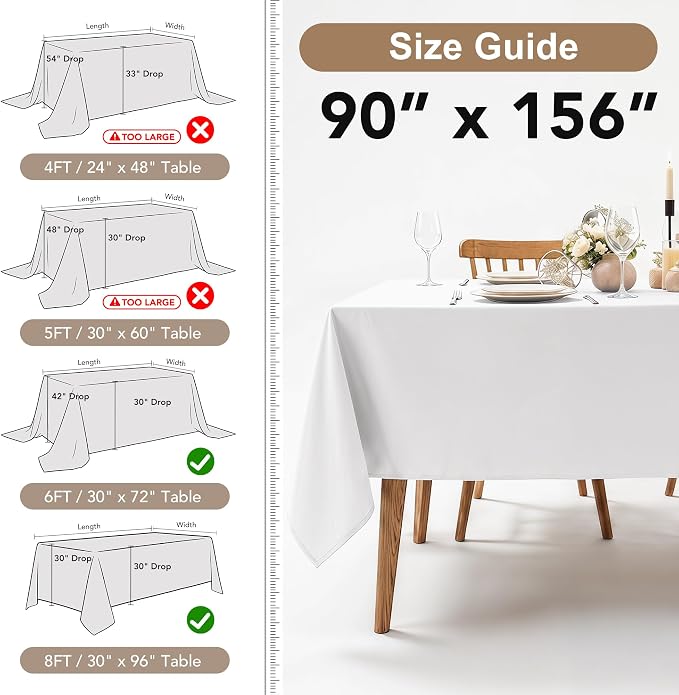 Fitable 6 Pack Rust 90 x 156 Inch Rectangle Tablecloth - Stain Resistant and Washable Table Cover, Polyester Fabric Table Cloth for Wedding, Party, Banquet, Formal Events