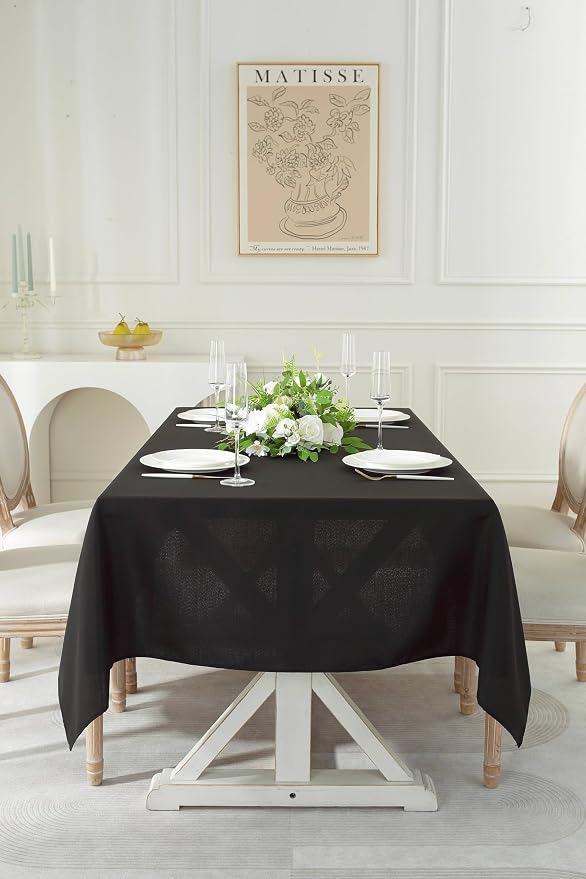 5 Pack Rectangle Tablecloth, 60 x 102 Inch Black Table Cloth, Polyester Fabric Washable Table Cloth for Home, Party, Wedding or Restaurant Use