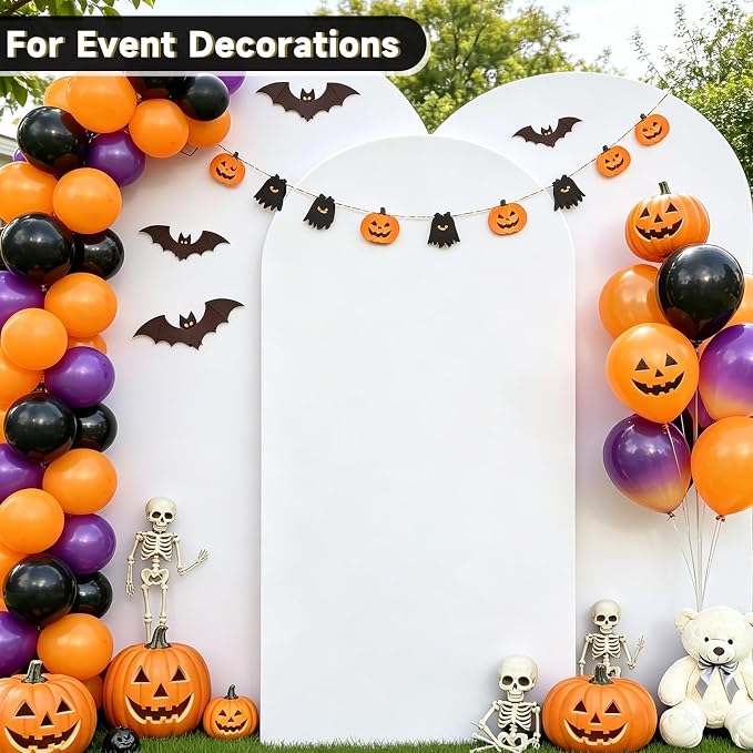 Hemmotop White Arch Backdrop Cover Set, 3-Piece (6ft/ 6.6ft/ 7.2ft) Wedding Arch Cover Stretchy Backdrop, Spandex Arched Stand Background Covers for Baby Shower, Birthday, Halloween Party