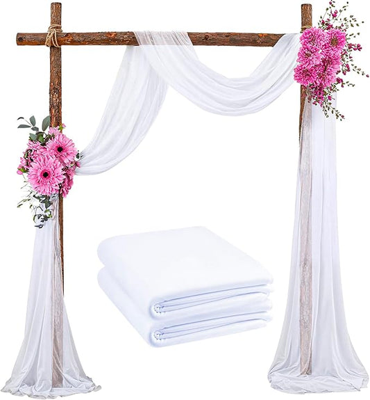 Arch Draping 2 Pack Wedding White Decor/Fabric for Wedding Arch Draping Fabric/Wedding Decorations for Ceremony/Chiffon Fabric for Drapes or Other Wedding Stuff/Sheer