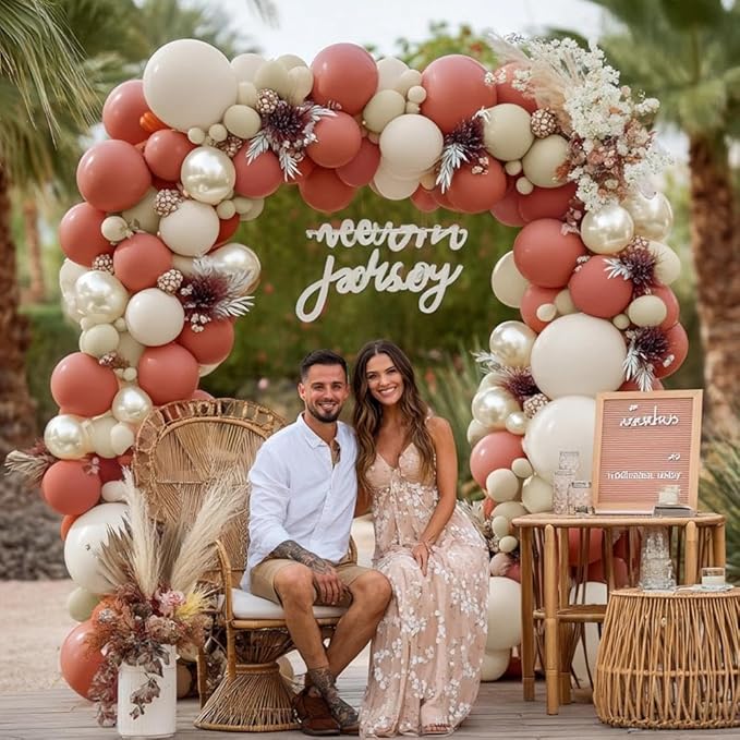 Dusty Pink Balloon Garland Double Stuffed Mauve Pink Balloons Pearl White Sand Balloon Arch Kit for Bridal Shower Birthday Wedding Valentine's Day Party Decorations