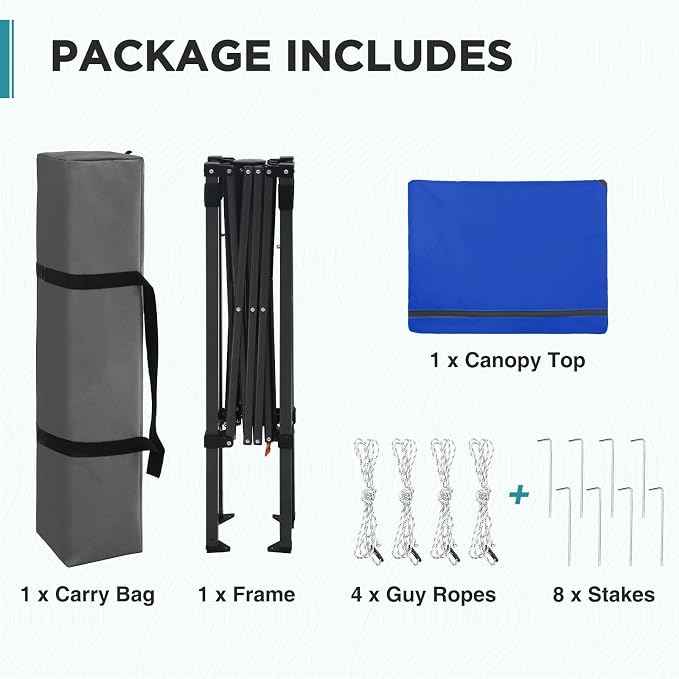 EAGLE PEAK 6x4 Instant Pop Up Canopy Tent, Straight Leg Sun Shelter, Portable Canopy with Carry Bag for Camping, Beach & Sports, Blue
