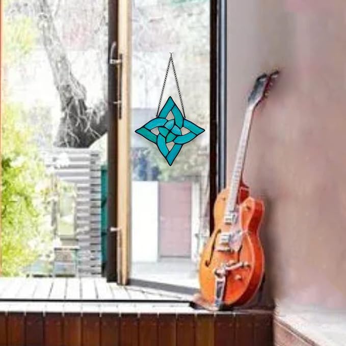 Celtic Trinity Knot Stained Glass Window Hanging Suncatcher Ornament,Irish Decoration Handmade Birthday Gifts for Women Parents Aunt Sister,St Patrick's Day Gifts for Mom Grandma