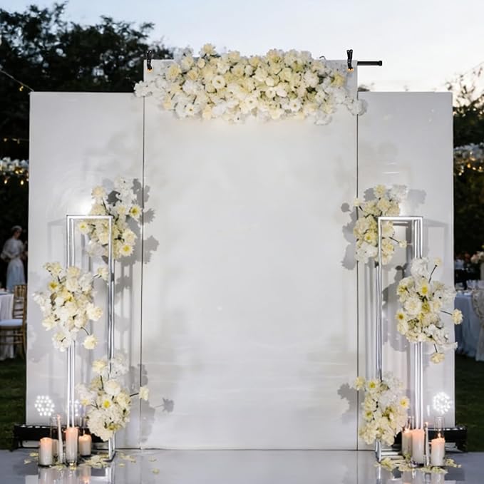 8 * 5FT Backdrop Stand, Metal Base Photo Studio Support System, Adjustable Backdrop Frame for Photography, Streaming, Wedding, Projector Screen, Tool Free Setup & Portable Carry Bag