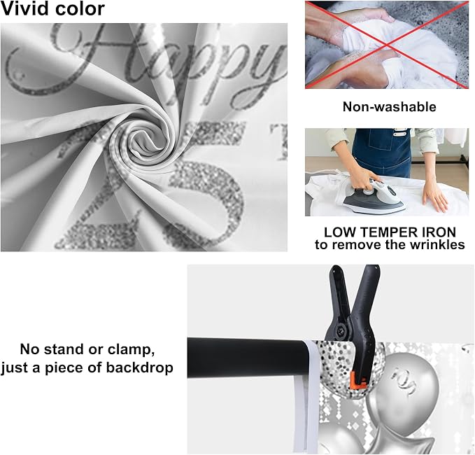 15x10ft Happy 25th Anniversary Backdrops for Photoshoot Silver Wedding 25th Anniversary Decorations 25th Wedding Anniversary Backdrops Photography for Anniversary Party Banner Adults Props