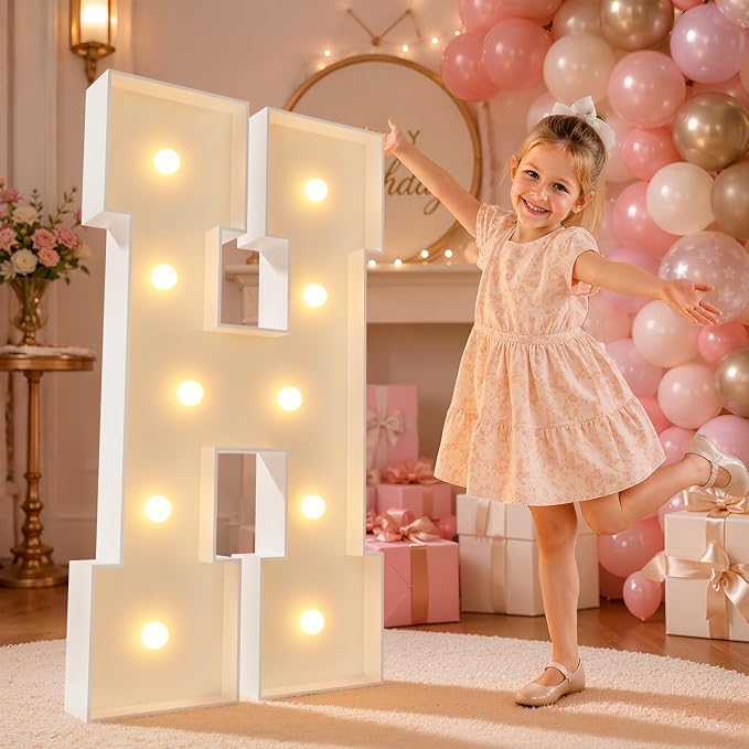 imprsv 4FT Marquee Light Up Letters for Birthday Party Decorations Large Marquee Letters for Wedding Event Bridal Shower Engagement Anniversarty Party Decor,Letter H