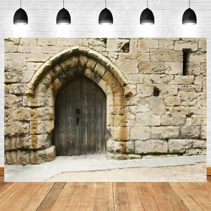 6x4ft Ancient Jerusalem Buildings Backdrop Rock Stone Wall Photography Background Israel Old City Vintage Building Wooden Door Cityscape Banner Decorations Travel Party Photo Booth Prop