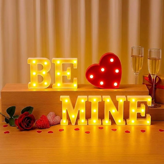 Honoson 7 Pcs Valentines Day Decoration, Be Mine Light up Sign Romantic Heart LED Letters Lights for Valentine Day Engagement Confession Proposal Boyfriend Girlfriend Lover Special Night Party Decor