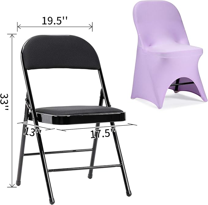 Peomeise Stretch Spandex Folding Chair Cover with Open Back for Wedding Party Dining Banquet Event (Lavender with Open Back,12pcs)