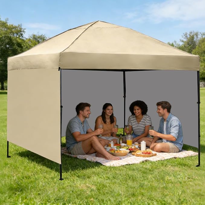 Instant Canopy Tent SideWalls Waterproof Sunwalls for 10x10 Pop Up CanopyTent, 300D Polyester Canopy Walls 3Pack Sidewalls Waterproof and UV Protection (Khaki, 10x10ft 3PCS)