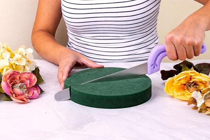 FLOFARE Pack of 6 Floral Foam Round Blocks for Flower Arrangements, Green Florist Flower Foam for Fresh & Artificial Flowers, 7.8" Wedding & Party Décor