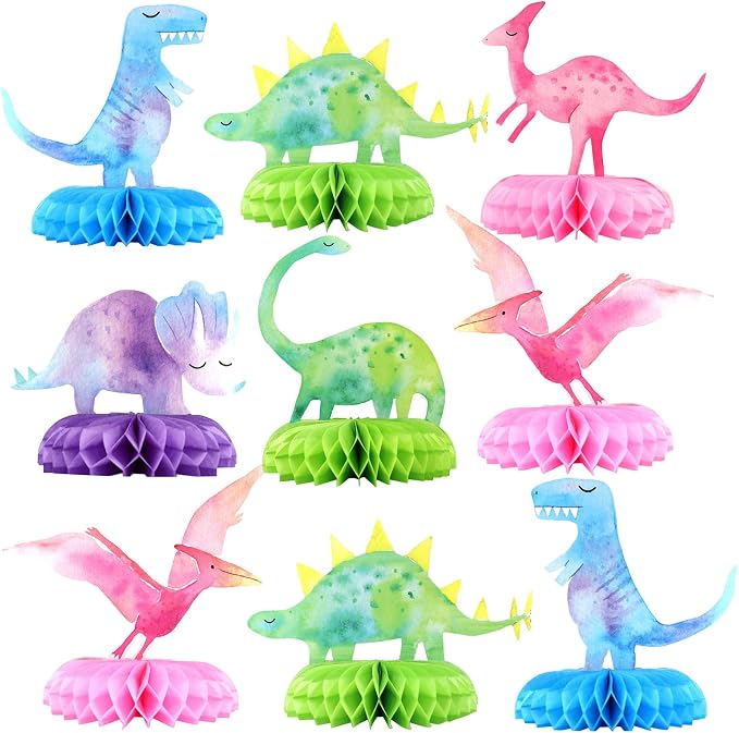 Dinosaur Baby Shower Centerpieces - 12 PCS Dino Party Honeycomb Centerpieces for Decorations - Dino Center Piece Dinosaur Table Topper for Kid
