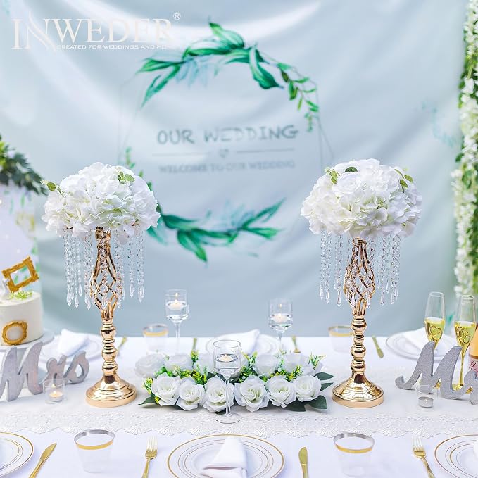 White Flowers Balls for Centerpieces: 6 PCS 11.8" Diam Flower Centerpieces for Tables in Wedding Reception Decorations Arrangement for Party Celebration Planners