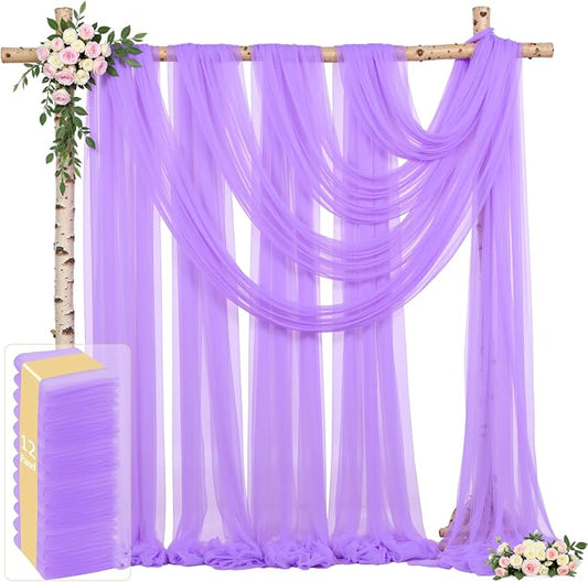 12 Panels Lavender Wedding Arch Draping Fabric 30" x 19ft Wedding Drapes Tulle Drapes for Backdrop Sheer Fabric Backdrop Drapes Decorations Backdrop Curtains for Reception Ceremony Party