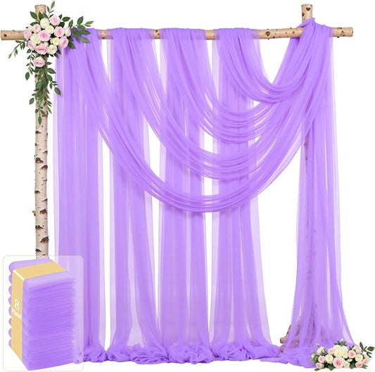 8 Panels Lavender Wedding Arch Draping Fabric 30" x 19ft Wedding Drapes Tulle Drapes for Backdrop Sheer Fabric Backdrop Draping Decorations Back Drop Curtains for Reception Ceremony Party