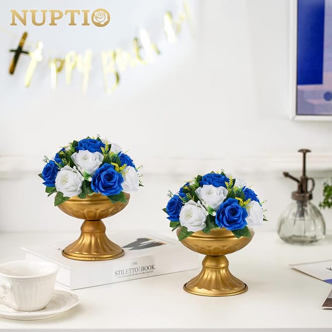 NUPTIO Flower Balls for Wedding Centerpieces - 6 Pcs 9.5 inch Diameter Fake Flower Ball Arrangement Bouquet Party Centerpieces for Tables - Royal Blue Rose Bouquet Centerpiece Flowers for Table | 6 Pcs Artificial Flower Arrangements, for Wedding, Birth...