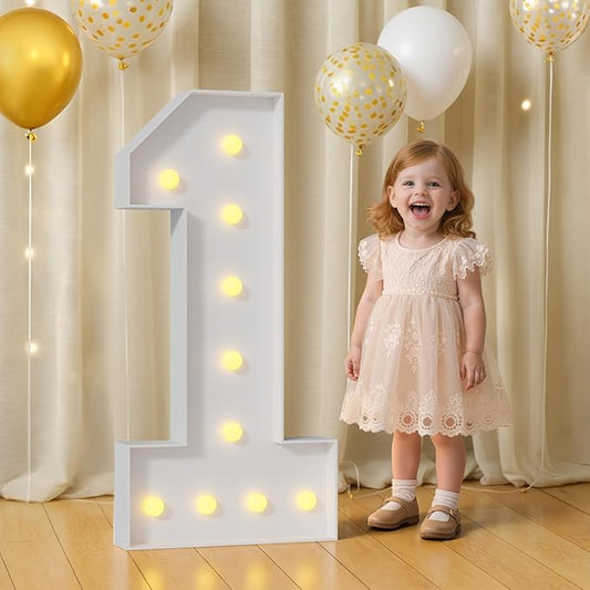 4FT Marquee Numbers 1 Light Up Numbers for Party Foam Cardboard 15th 16th 18th Birthday Party Decorations Backdrop Anniversary Sign 1