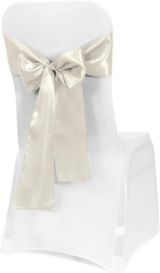 Obstal 50 PCS Satin Chair Sashes Bows for Wedding Reception- Universal Chair Cover Back Tie Supplies for Banquet, Party, Hotel Event Decorations