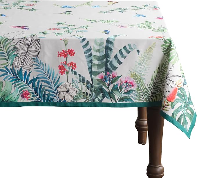 Maison d' Hermine Table Cloth Rectangle Table 100% Cotton 70 x 108 Inches Tablecloth Reusable Decorative for Dining Kitchen Room Farmhouse Party Home Hotel Restaurant Spring Summer - Tropiques