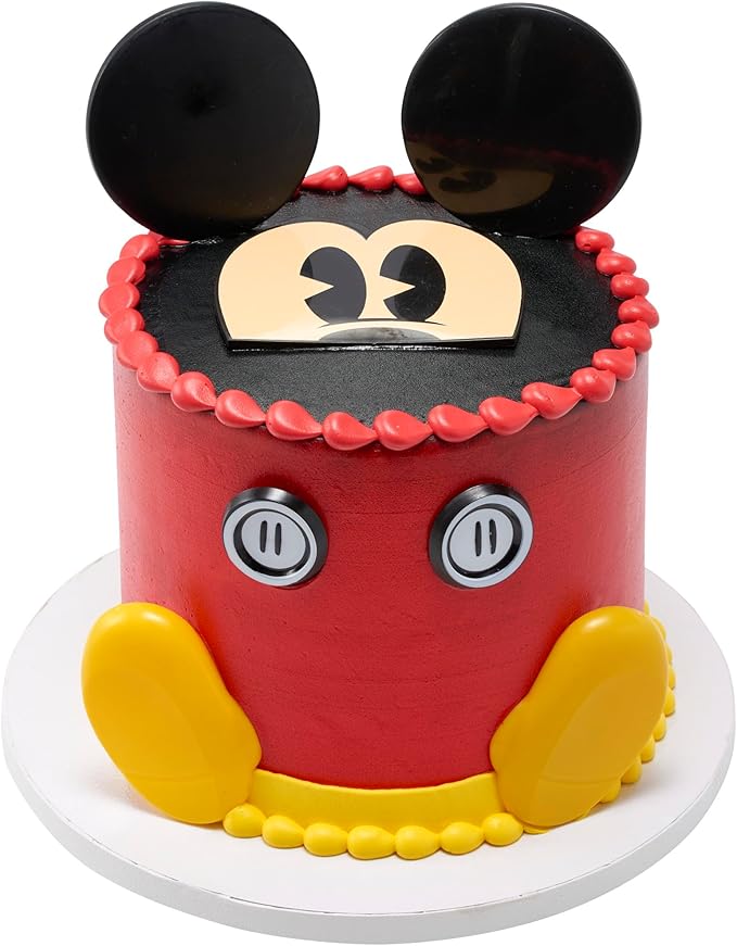 DecoSet® Disney Mickey Mouse Cake Topper, 7-Piece Topper Set with Ears, Eyes, Buttons and Shoes, Made of Food-Safe Plastic