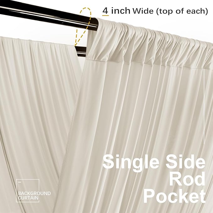 10ftx40ft Beige Ceiling Curtain for Wedding Parties – 2 Panels Wrinkle-Free 40 FT Long Tent Draping Curtains for Wedding, Birthday & Theme Parties, 40ft Height with Rod Pocket