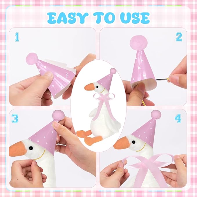 39 Pcs Adopt a Silly Goose Party Favor Include 12 Silly Goose Stuffed Animal 12 Mini Hat 12 Adoption Card 1 Adoption Sign 1 Ribbon 1 Fence for One Silly Goose Baby Shower Party 1st Birthday Decoration