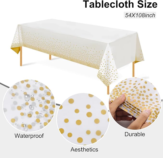 Festiva 175PCS White and Gold Plastic Plates - White with Gold Rim Fall Dinnerware Set - 25Guest include Plates Cups Cutlery Napkins for Birthday Party&Wedding& Easter