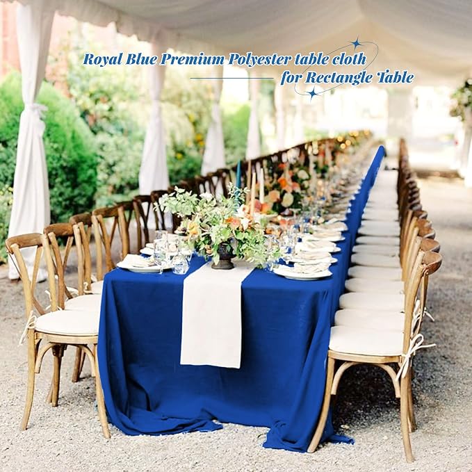 Pesonlook 10Pack Royal Blue Polyester Tablecloths, 60 x 102 Inch for 6ft Rectangle Tables Polyester Table Cover Washable Table Cloth for Wedding Reception Banquet Party