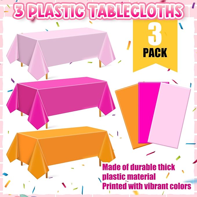 Huwena Pink and Orange Party Decorations Hot Pink and Orange Birthday Decorations with Banner Balloons Garlands Heart Foil Paper Flowers Paper Fans Fringe Curtains Tablecloths Backdrop for Women Girls