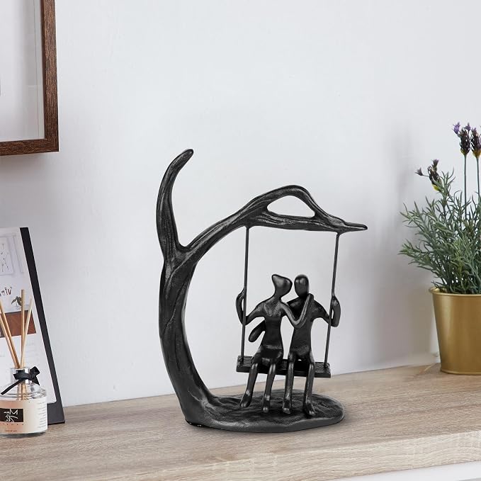 Kresecioo Anniversary for Couple Women Men - Romantic Couple Statue in Love, Handcrafted Iron Couple Sculptures Home Decor, Sweet Love Figurine Gifts for Wedding Anniversary Christmas