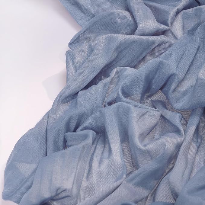 DeZerlor Dusty Blue Cheesecloth Table Runner Spring Easter Table Runner Boho Gauze 120 Inches Blue Table Decor for Wedding Bridal Baby Shower Parties