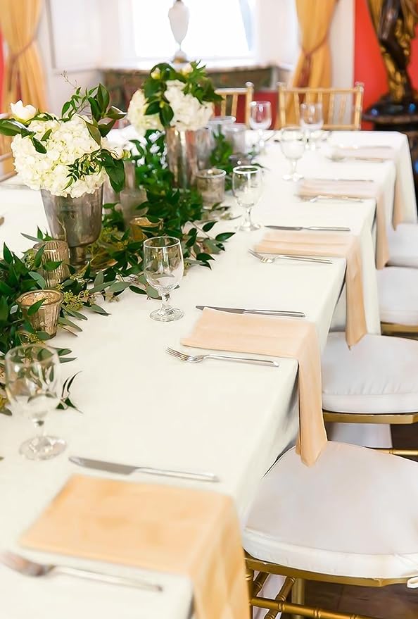 10 Pack 60 x 126 Inch Tablecloth, Ivory Tablecloth for 8 Feet Rectangle Tables, Stain and Wrinkle Resistant Washable Fabric Table Cloth for Wedding Party Dining Table Buffet Parties Camping