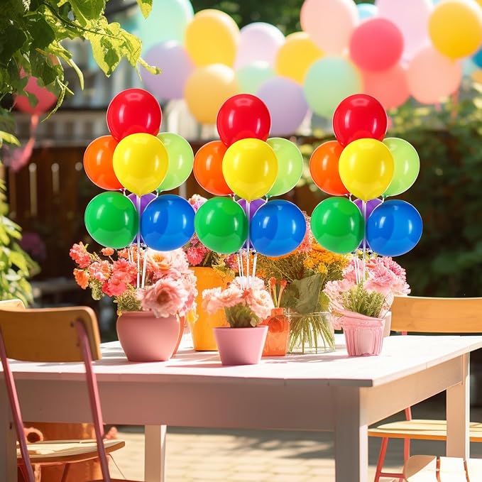 VioraWhite 8 Set Balloon Stands Kits, Sticks Holder with Base and Balloon for Table Centerpieces Party Decoration for Birthday Baby Shower Fiesta Carnival Wedding Graduation Party(Colorful)