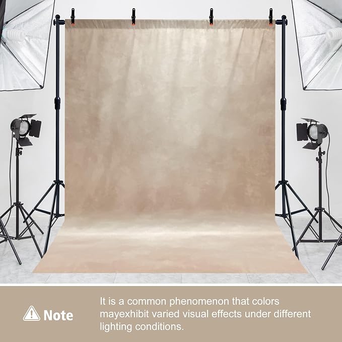 6.5x6.5 ft Photo Backdrop Stand with 6Wx8H ft Abstract Backdrop,Beige | 2-in-1 Portable, 6.5Wx6.5H ft Adjustable Stand, 6Wx8H ft Abstract photography background, 8 Clamps, Storage Bag Included