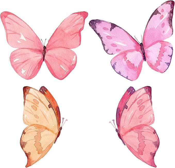 Honoson 4 Pcs Large 20" x 30" Fairy Butterfly Cardboard Cutouts Backdrop, Fairy Birthday Party Decoration Standing Butterfly Props for Spring Garden Outdoor Lawn Yard Signs Baby Shower Supplies