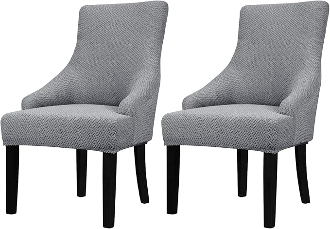 Lellen Velvet Stretch Wingback Chair Cover Slipcover - Reusable Wingback Side Chair Slipcover Accent Chair Cover Wing Chair Cover Protector Cover for Dining Room Banquet Home Decor (Sliver Grey, 2PC