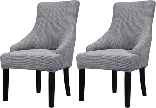 Lellen Velvet Stretch Wingback Chair Cover Slipcover - Reusable Wingback Side Chair Slipcover Accent Chair Cover Wing Chair Cover Protector Cover for Dining Room Banquet Home Decor (Sliver Grey, 2PC