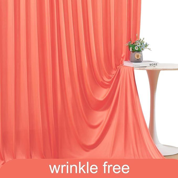 4 Panels Orange Backdrop Curtain for Parties Wrinkle Free Photo Curtains Backdrop Drapes Fabric Decoration for Wedding Birthday Party Baby Shower 20ft(W) x 10ft(H)