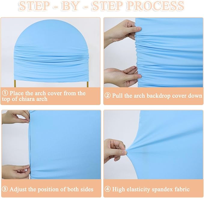 Wedding Arch Cover Set of 3 Spandex Fitted Arch Covers Stretchy Backdrop Chiara Backdrop Stand Cover 4ft 5ft 6ft Balloon Arch Cover Light Blue Arch Frame Cover for Baby Shower Birthday Party Decor