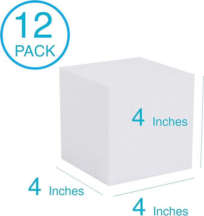Silverlake 4x4x4 Craft Foam Cubes for Styrofoam Block Projects (12-Pack)