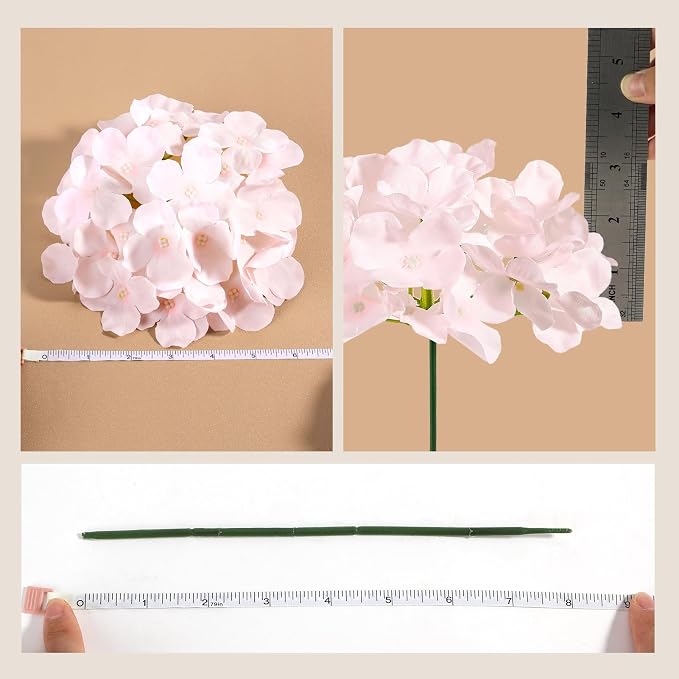 Auihiay 304 PCS Hydrangea Artificial Flowers, Faux Hydrangea Flowers, Silk Hydrangea Flowers with Stems for DIY Wedding Party, Arch and Background, Home, Garden (Pink)
